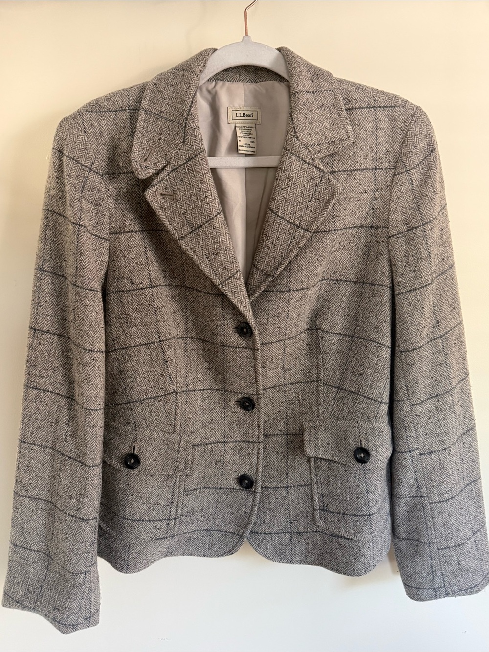 L.L.Bean Wool Blend Herringbone Tweed Blazer - Size M